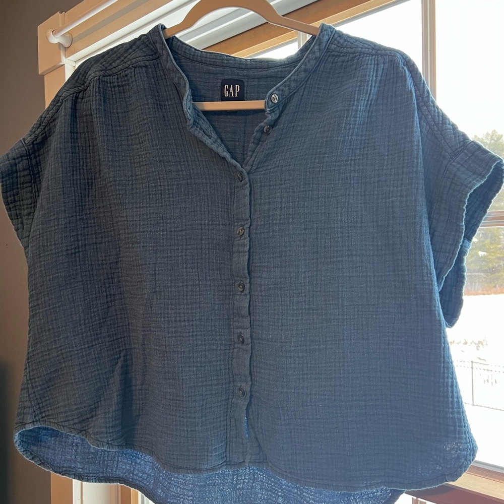 GAP Women's Navy Button-Down Shirt